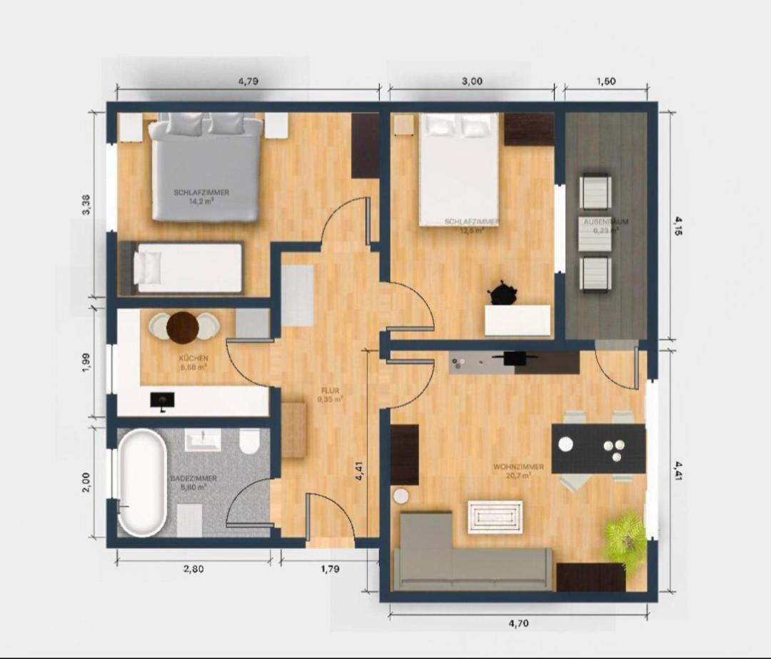 Ecocube Apartment2 Meppen14, Balkon, Kueche, Waschmaschine Luaran gambar